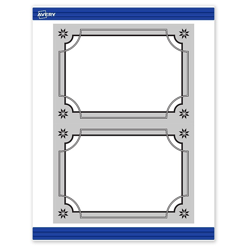 Avery Silver-Metallic Black General Use Blank Cards, White, 20/Pack (S00-FKE) image 1