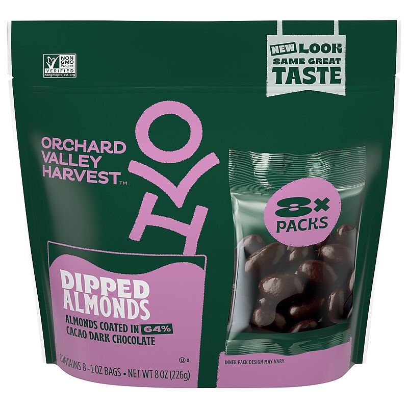 Orchard Valley Harvest Dark Chocolate Covered Almonds, 8 oz., 8 Bags/Pack (JOH36537) image 1