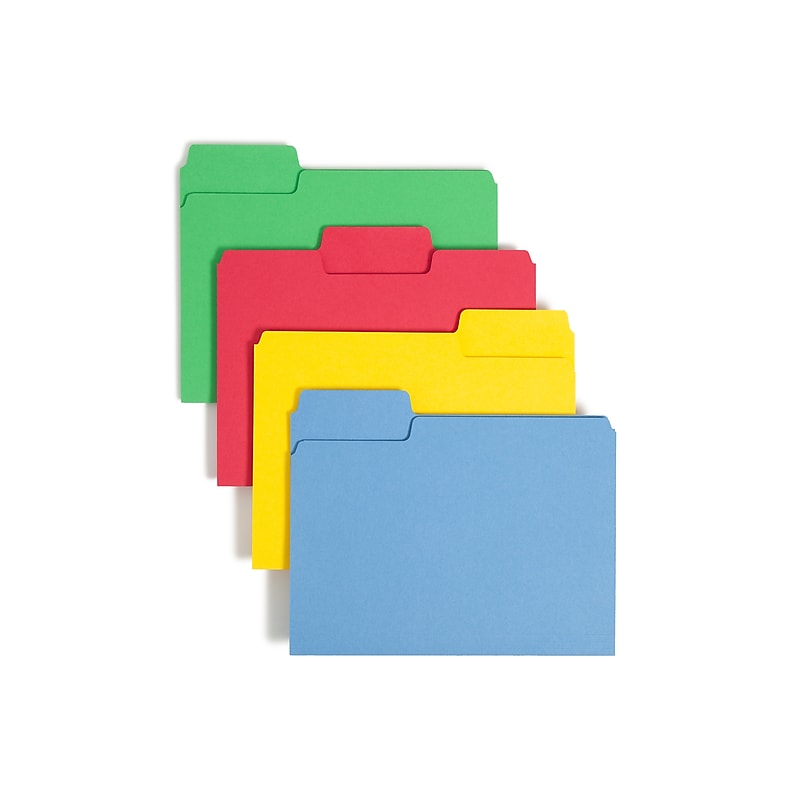 Smead SuperTab File Folder, Oversized 1/3-Cut Tab, Letter Size, Assorted Colors, 100/Box (11987) image 1