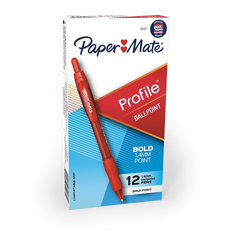 Paper Mate Profile Retractable Ballpoint Pen, Bold Point, Red Ink, Dozen (89467) image 1