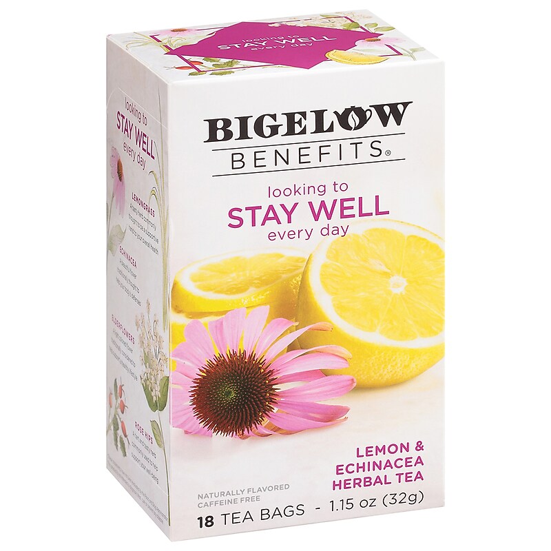 Bigelow Benefits Decaf Lemon Echinacea Black Tea Bags, 18/Box (01025) image 1