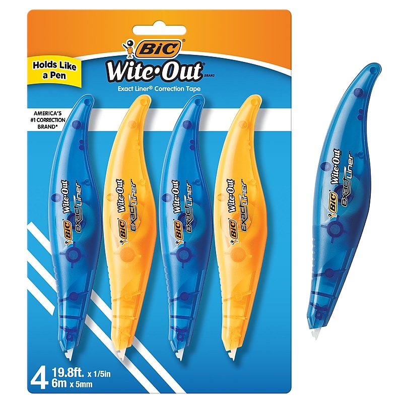 BIC Wite-Out Exact Liner Correction Tape, White, 4/Pack (WOELP418) image 1