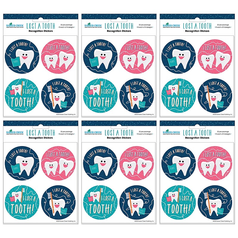 Barker Creek Lost a Tooth Stickers/Badges, Multicolored, 192/Set (4445) image 1