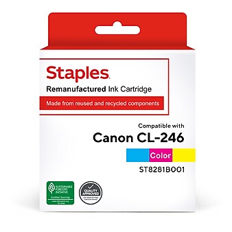 Staples Remanufactured Tri-Color Standard Yield Ink Cartridge Replacement for Canon CL-246 (TR8281B001/ST8281B001)