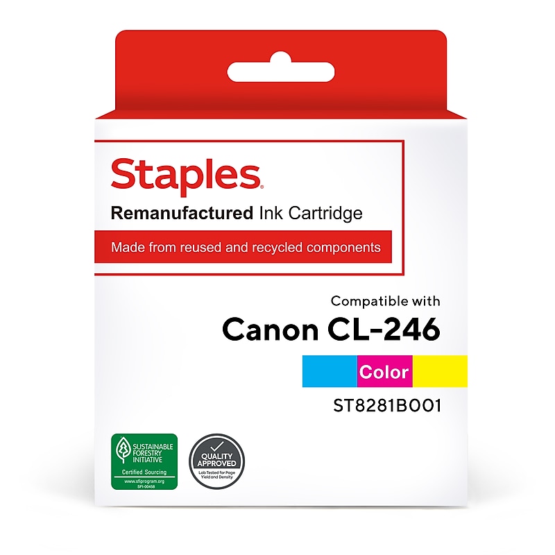 Staples Remanufactured Tri-Color Standard Yield Ink Cartridge Replacement for Canon CL-246 (TR8281B001/ST8281B001) image 1