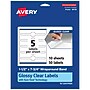 Avery Laser/Inkjet Multipurpose Labels, 7.75" x ", Glossy Clear, 50/Pack (94118)~#|#~71BA99F0-01F7-4BCD-A355BB22C745F491_sc7