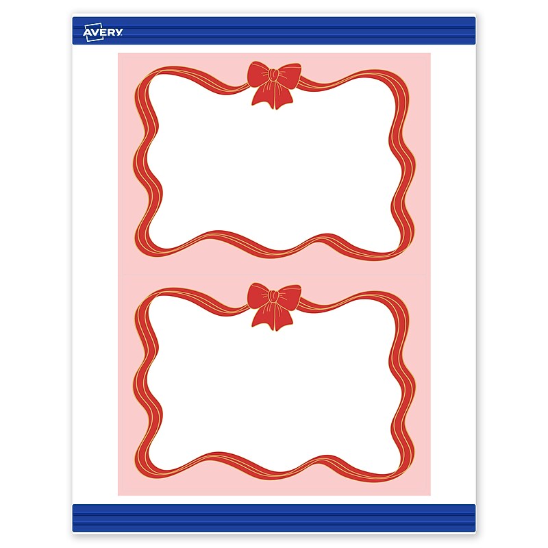 Avery Gold-Pink Bow General Use Blank Cards, White, 20/Pack (S00-FFK) image 1
