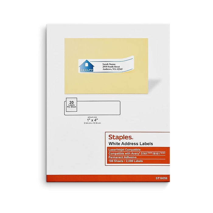 Staples Laser/Inkjet Address Labels, 1