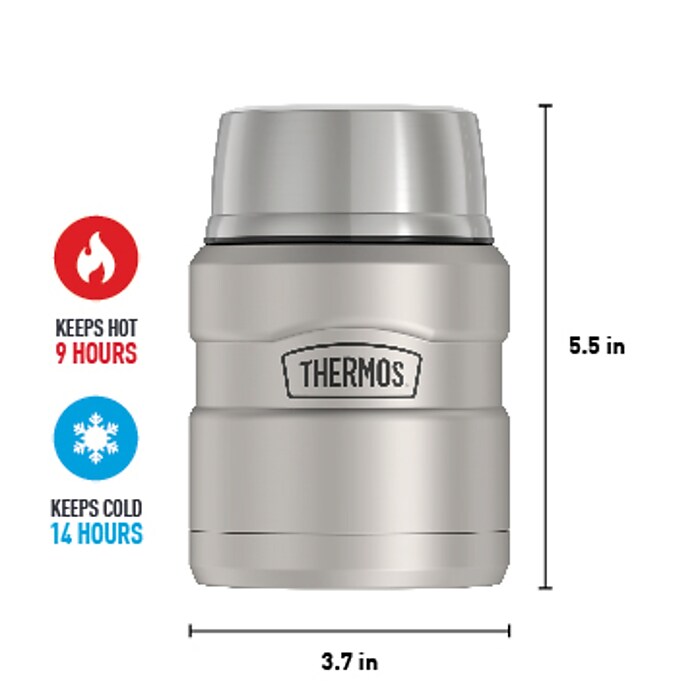 Thermos King Stainless Steel Insulated Food Jar, Stainless, 16 oz