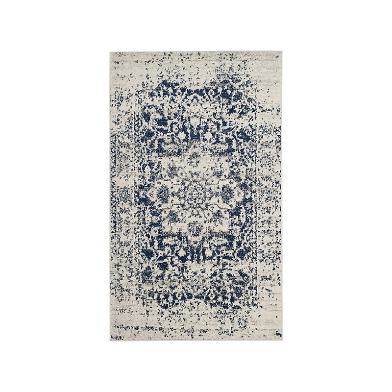 Safavieh Madison Collection 6'7" x 9'2" Rectangle Indoor Area Rug, Machine Made, Cream/Navy (MAD603D-6) image 1