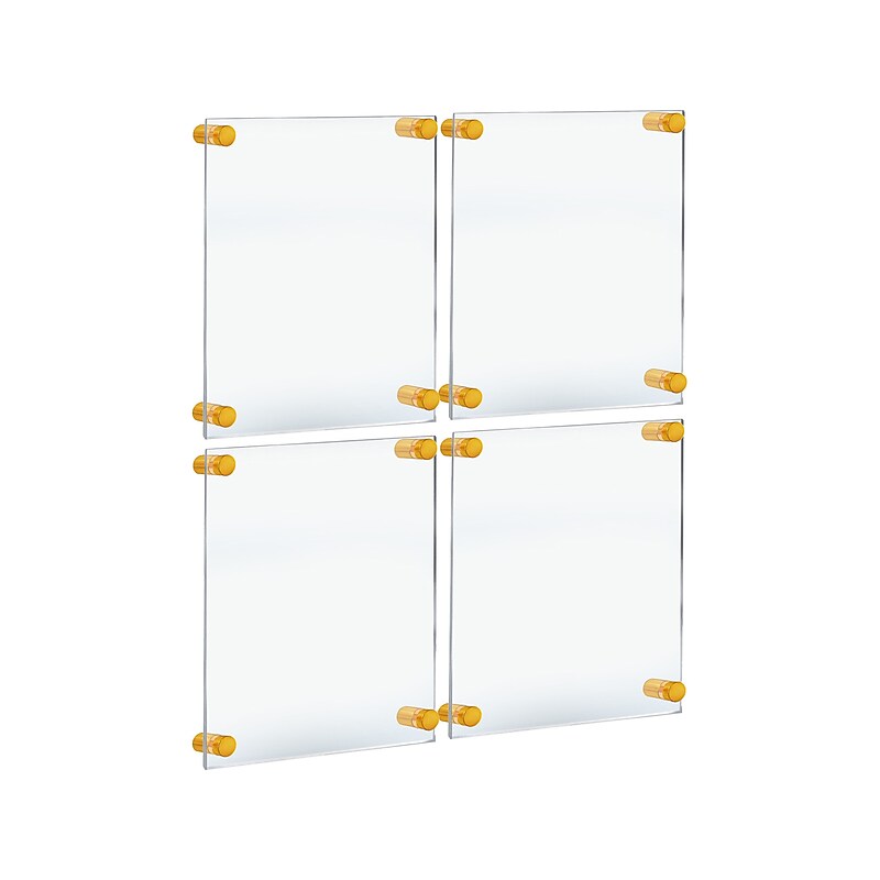 Azar Sign Holder, 8.5" x 11", Wall Mounted, Gold Acrylic, 4/Pack (105514-GLD-4PK) image 1