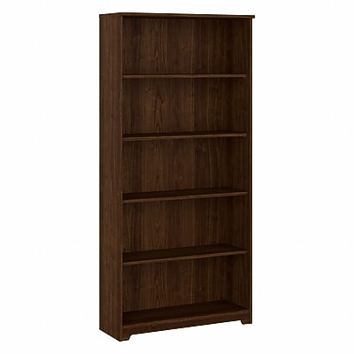 Bush Furniture Cabot 66"H 5-Shelf Bookcase with Adjustable Shelves, Modern Walnut (WC31066)