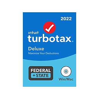 TurboTax Deluxe 2022 Federal + State for 1 User, Windows/Mac, CD/DVD or Download (5101368)
