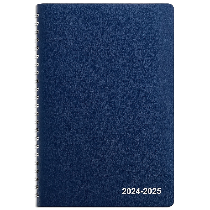 2024-2025 Staples 5" x 8" Academic Weekly & Monthly Planner, Faux Leather Cover, Navy (ST60362-23) image 1