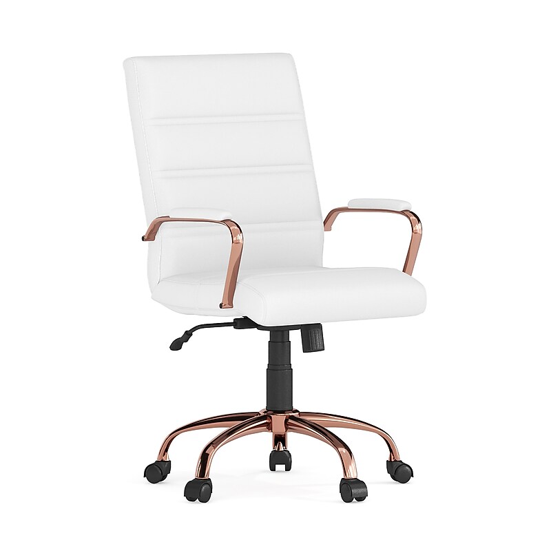 Flash Furniture Whitney Ergonomic LeatherSoft Swivel Executive Chair, White/Rose Gold (GO2286MWHRSGLD) image 1