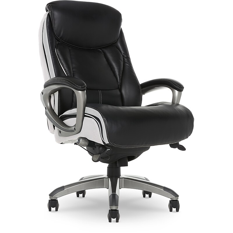 Serta Lautner Ergonomic Bonded Leather Swivel Executive Chair, Black/Cream (44942) image 1
