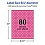 Avery Laser/Inkjet Round Multipurpose Labels, 0.75" Dia., Bright Pink, 1600/Pack (94504)~#|#~71F5BDDF-F692-4D2B-81988BB588B92E59_sc7