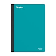 Staples Premium 2-Subject Notebook, 6" x 9.5", College Ruled, 100 Sheets, Teal (TR58328)