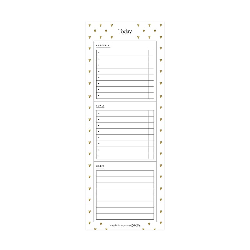 Blue Sky Bespoke Letterpress Notepad, 3" x 8", Cream Hearts (156839) image 1