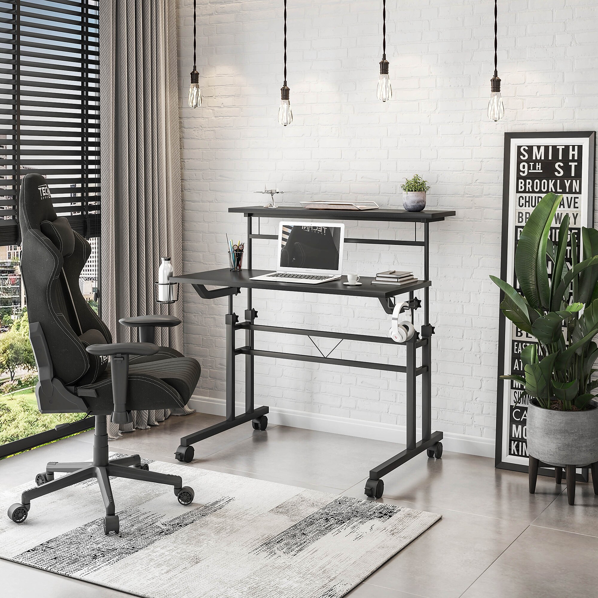 Techni Mobili 36″ Mobile Desk, Black (RTA-3800SU-BK) Sansujyuku sansujyuku.com