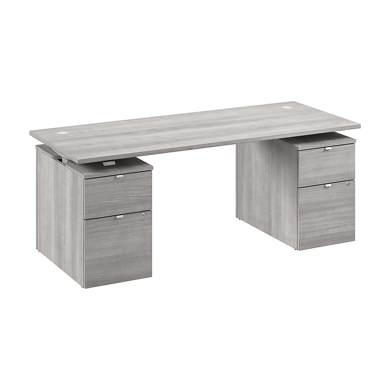 Bush Business Furniture Stratus 72"W Electric Rectangular Adjustable Standing Desk with Drawers, Platinum Gray (SUT010PG) image 1