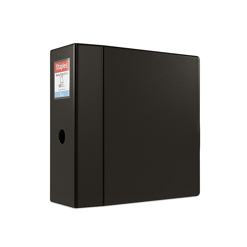 Staples Heavy Duty 5" 3-Ring Non-View Binder, D-Ring, Black (ST56260-CC) image 1