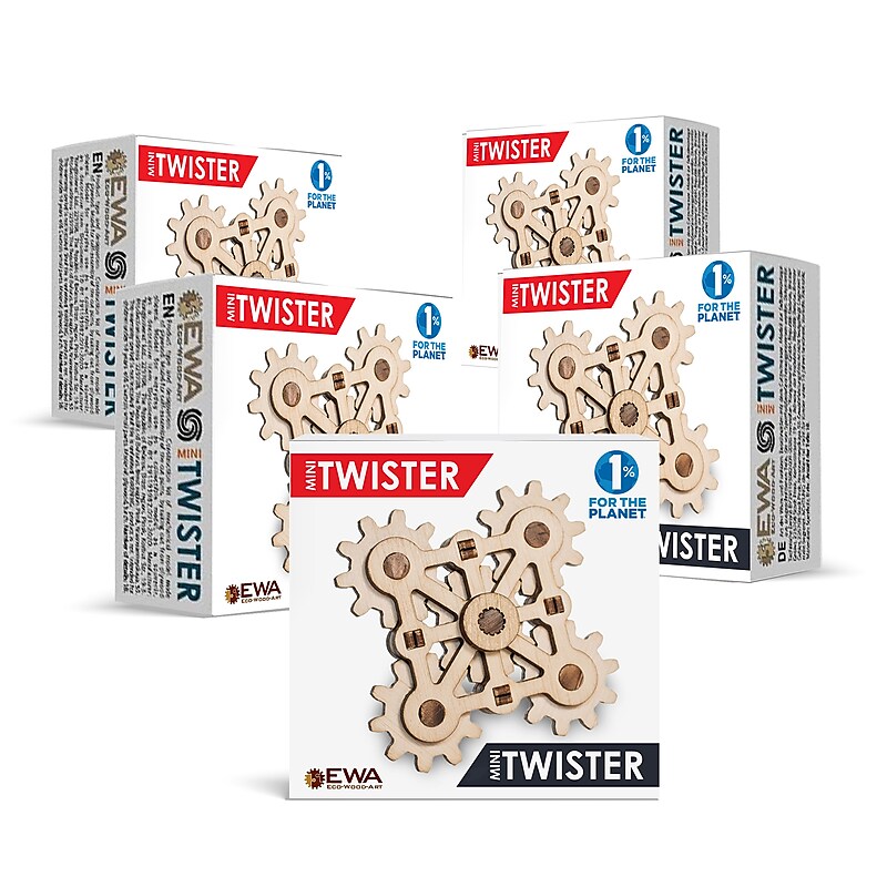 EWA Eco-Wood-Art Twister Mini Fidget, 3D Wooden STEM Building Kit, 5/Pack (AVRAV0523M01) image 1