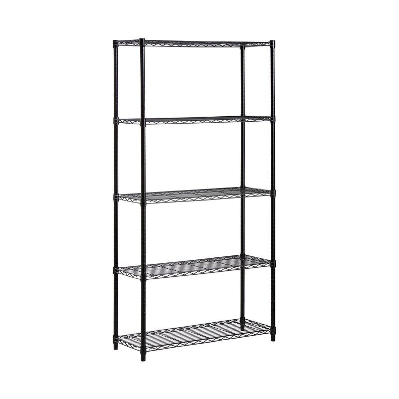 Honey-Can-Do 5-Shelf Metal Unit, 36"W, Black (SHF-01442) image 1