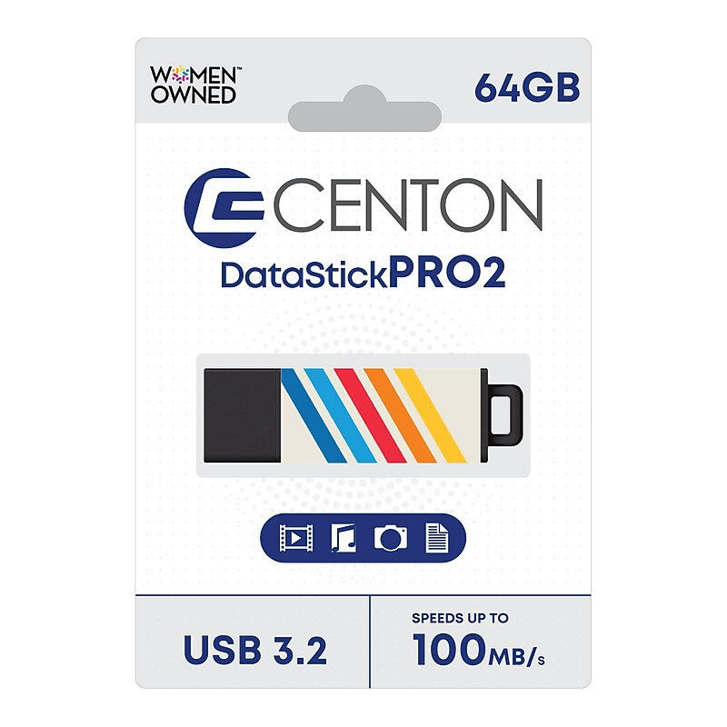 Centon DataStick Pro2 64GB USB 3.2 Type A Flash Drive, Five Stripes (C1U3T298A64G.25) image 1