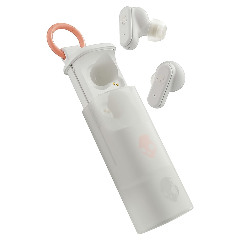 Skullcandy Dime Evo True Wireless Noise-Isolating Earbuds, Bluetooth, Bone/Orange Glow (S2DTW-S951) image 1