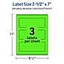Avery Laser/Inkjet Multipurpose Rectangle Labels, 2.5" x 7", Neon Green, 240/Box (94247)~#|#~722F7DFE-89C3-4DFD-8C3291F98206DEEB_sc7