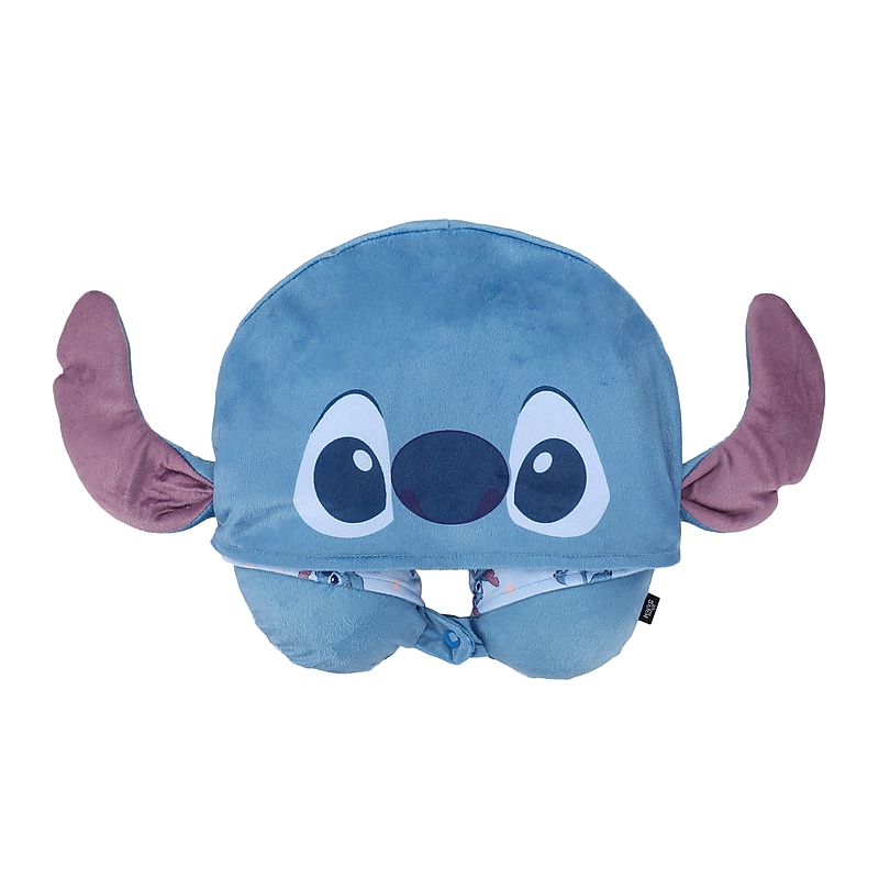 Bioworld Stitch Hooded Polyester Travel Pillow, Blue (NPY7MRFDSCPP00) image 1