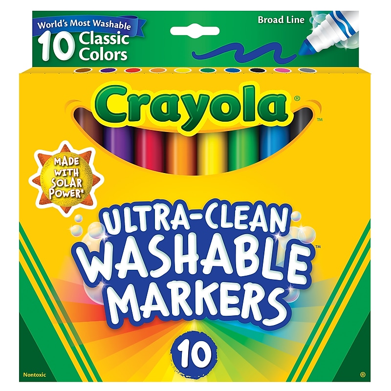 Crayola Ultra-Clean Washable Kids Marker, Broad Tip, Assorted Colors, 10/Pack, 8 Packs/Bundle (BIN587851-8) image 1