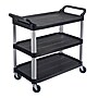 Luxor 3-Shelf Serving Cart with Swivel Wheels, Black/Aluminum (SC13-B)~#|#~72504DC7-3F73-47DA-845E31757754C6BF_sc7