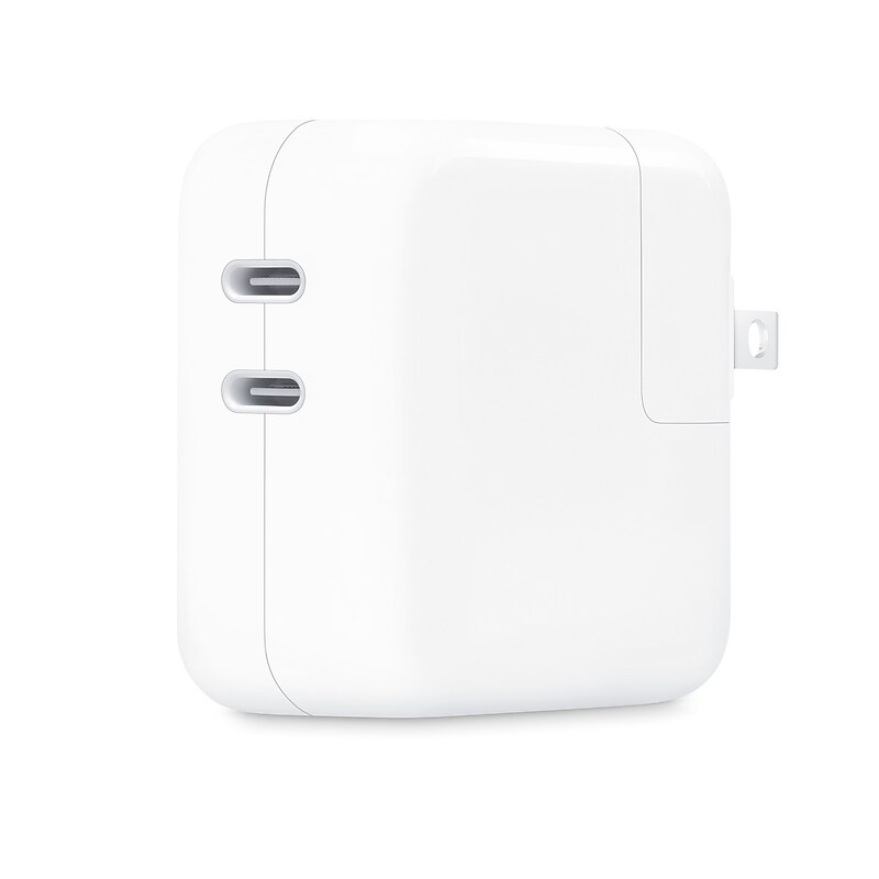 Apple 35W Dual USB-C Power Adapter for Laptop, iPhone, iPad, MacBook, White (MW2K3AM/A) image 1