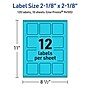 Avery Printable Square Multipurpose Labels, 2-1/8" x 2-1/8", Bright Blue, 120/Pack (94105)~#|#~7256BEDC-5FD2-43E8-94D7451E36F9533A_sc7