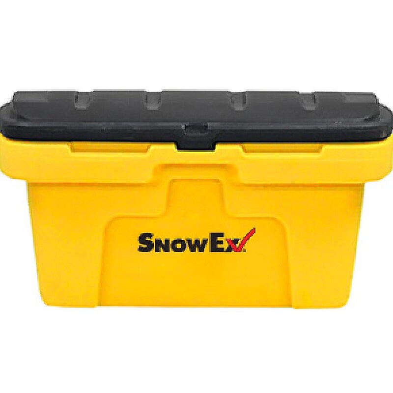 SnowEx 90 Quart Storage Container with Attached Flip-Top Lid, Plastic, Yellow/Black (74045) image 1