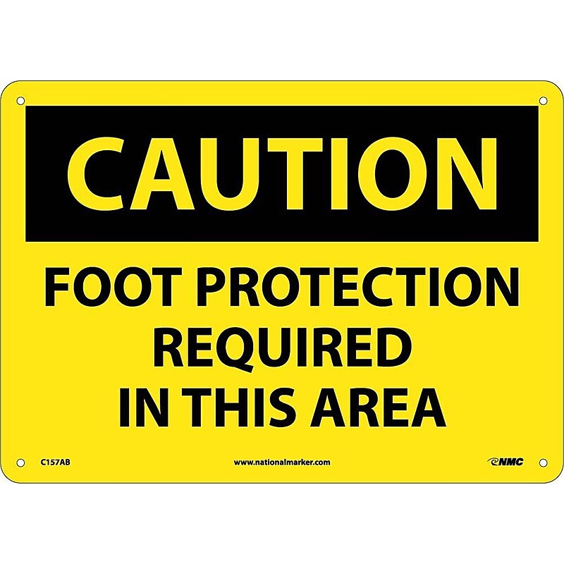 Caution, Foot Protection Required In This Area, 10X14, .040 Aluminum image 1