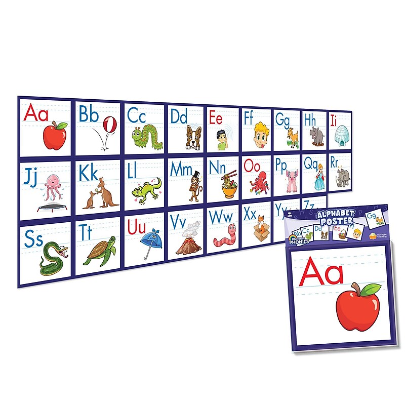 Junior Learning 8.23" x 8.23" Rainbow Phonics Alphabet Poster, 26/Set (JRLRP113) image 1