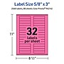 Avery Laser/Inkjet Rectangle Multipurpose Labels, 5/8" x 3", Bright Pink, 2560/Box (94214)~#|#~72609063-8865-4067-8BEA97F5438F8EE4_sc7