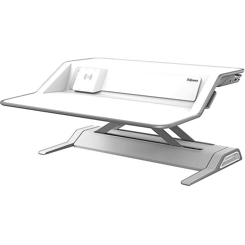 Fellowes Lotus DX Sit-Stand Workstation Adjustable Monitor Stand, White (8080201) image 1