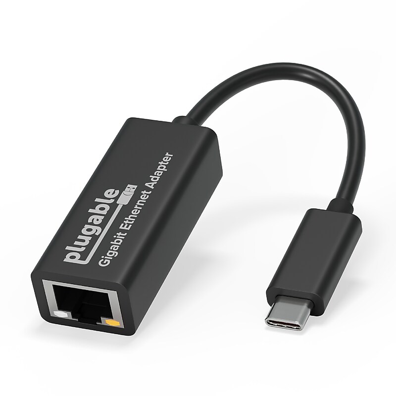 Plugable USB Type-C Gigabit Ethernet Adapter, Male to Female, Black (USBC-E1000) image 1