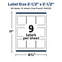 Avery Laser/Inkjet Square Durable Waterproof Labels, 2.5" x 2.5", White, 90 Labels/Pack (94104)~#|#~7270E441-F4D2-4D42-B2F8787931310DA4_sc7