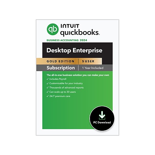QuickBooks Desktop Enterprise Gold 2024 for 5 Users,1Year Subscription