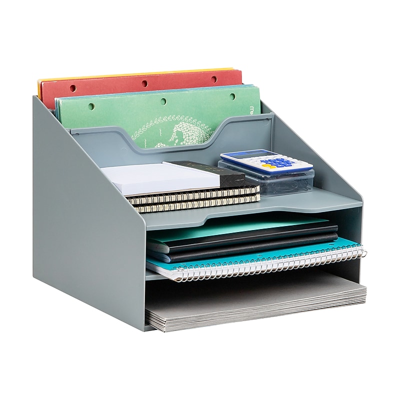 Mind Reader 5-Compartment Plastic Desk Tray, Gray (ANCHBOX5-GRY) image 1