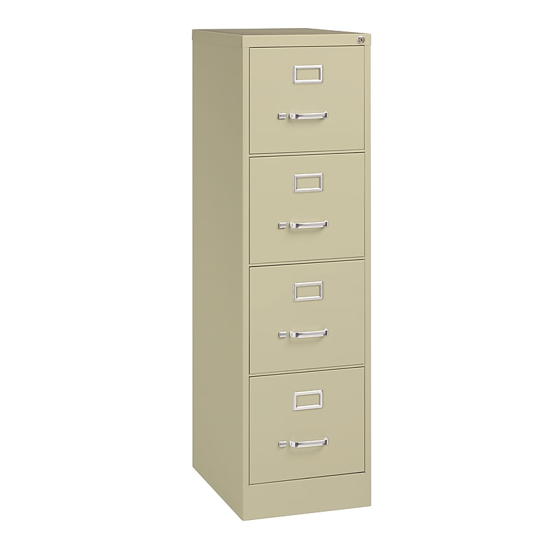 Hirsh Commercial 4-Drawer Vertical File Cabinet, Letter Size, Lockable, 52"H x 15"W x 22"D, Putty (17786) image 1