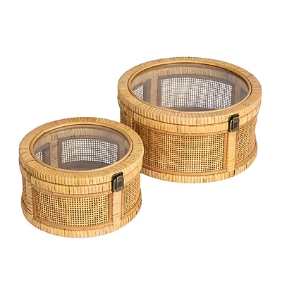 Storied Home Nestable Round Storage with Hinged Lids - Thumbnail 2