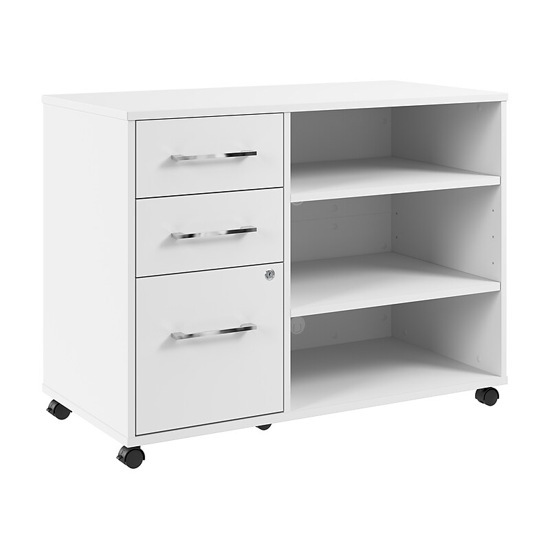 Bush Business Furniture Hustle Office Storage Cabinet with Wheels, White (HUF140WH) image 1