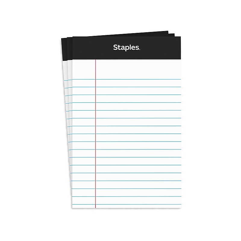 Staples® Perforated Mini Legal Writing Pads - Narrow Ruled, 3.5" x 2.5", White, 3/Pack (10871) image 1