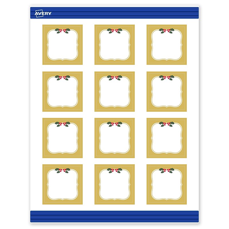 Avery Gold-Metallic Berries Matte Blank Card, White, 120/Pack (S00-FGT) image 1